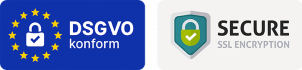 Das Logo der DSGVO-konform & das Logo Secure SSL Encryption